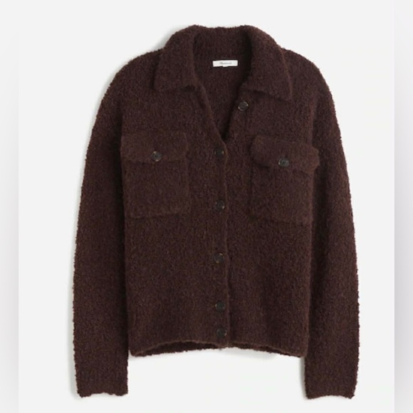 Madewell Sweaters - Madewell Bouclé-Knit Sweater Jacket Dark Carob